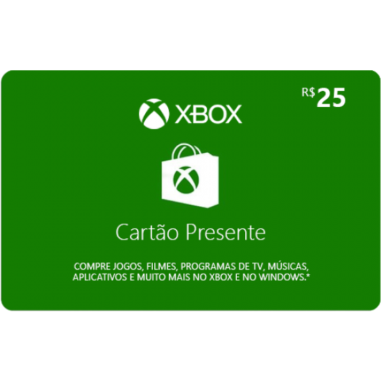 Cartão Presente do Xbox - R$ 25
